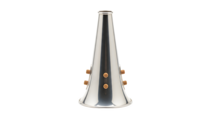 Silver megaphone isolated on transparent background, a portable coneshaped device used to amplify sound and project voice for communication