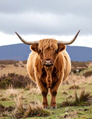 Highland cow in a field