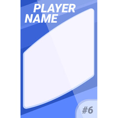 Blue Player Card With White Photo Frame Area And Player Name Text Box