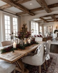 Cozy Winter Dining Room with Rustic Decor and Holiday Touches