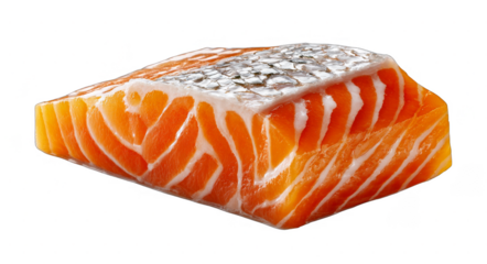 A fresh raw salmon fillet displaying vibrant orange flesh and white marbling, ideal for culinary uses.