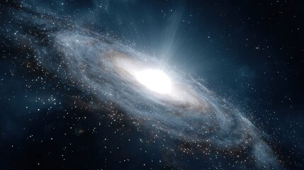 Fototapeta premium A vibrant spiral galaxy with a bright central core surrounded by countless stars and nebulae in deep space