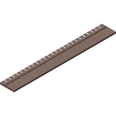 Brown Isometric Ruler With White Markings On Transparent Background