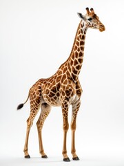 Fototapeta premium Tall giraffe stands gracefully, showcasing its patterned coat