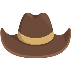 Brown Cowboy Hat With Tan Band Detailed Western Headwear Accessory On Transparent Background