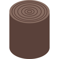 Brown Cylinder Wood Log With Circular Grain Texture And Transparent Background Isolated Graphic Element For Design