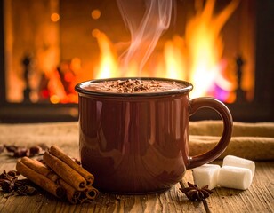 Hot chocolate by a fireplace (1)
