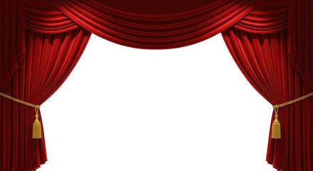 Dramatic Red Theater Scene Element Isolated on Transparent PNG Background.