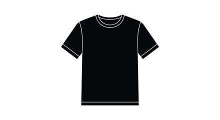 A simple black t shirt presented as a clean graphic silhouette on a white background for design purposes silhouette