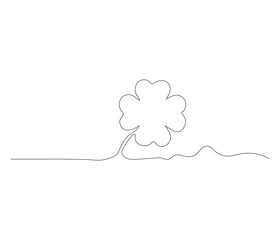 One continuous line drawing of clover leaves. single line of clover. illustration of success and lucky symbol. editable outline