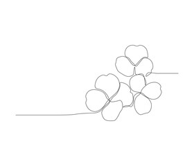 One continuous line drawing of clover leaves. single line of clover. illustration of success and lucky symbol. editable outline