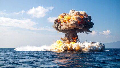Huge explosion over water