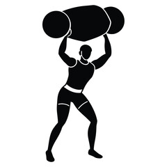 athlete lifting sandbag  minimal flat vector styl