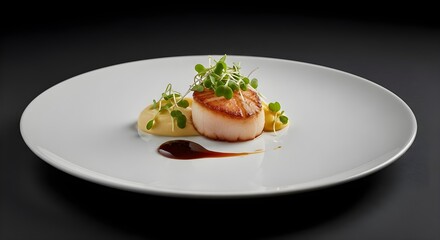 gourmet seared scallop plated dish fine dining cuisine