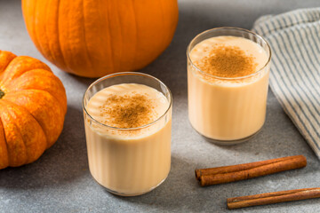 Sweet Homemade Pumpkin Spice Eggnog with Cinnamon
