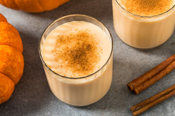 Sweet Homemade Pumpkin Spice Eggnog with Cinnamon