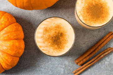Sweet Homemade Pumpkin Spice Eggnog with Cinnamon