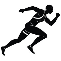 athlete sprinting  side view  minimal vector desi