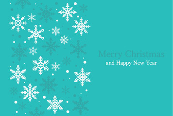 A Christmas Greetings card studded with snowflakes.
A cute and stylish gift, white, light blue, turquoise / 雪の結晶が散りばめられたクリスマスグリーティングカード 可愛いオシャレな贈り物 水色白