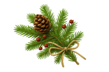 Fototapeta premium Christmas winter holiday evergreen branch decoration with pinecone