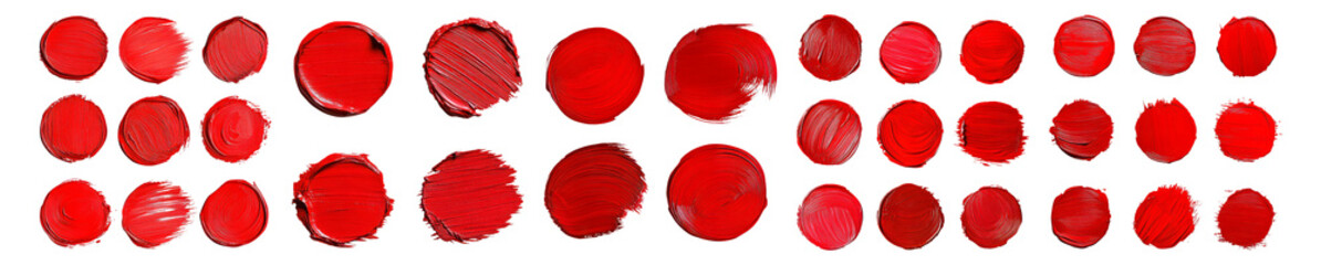 Vibrant Red Circular Paint Strokes on a White Background, Isolated on Transparent, white background