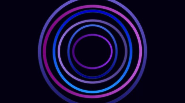 Concentric Neon Circles Animation on Black Background