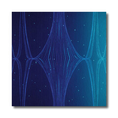 Abstract Dark Blue Futuristic Symmetry Background with Glowing Neon Lines and Canvas Texture