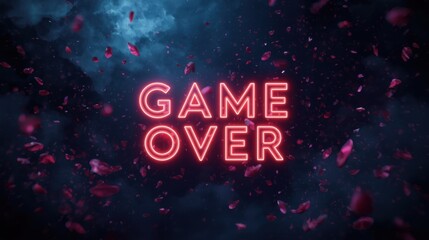 Game over wallpaper design featuring text by developer in a dark enchanted environment