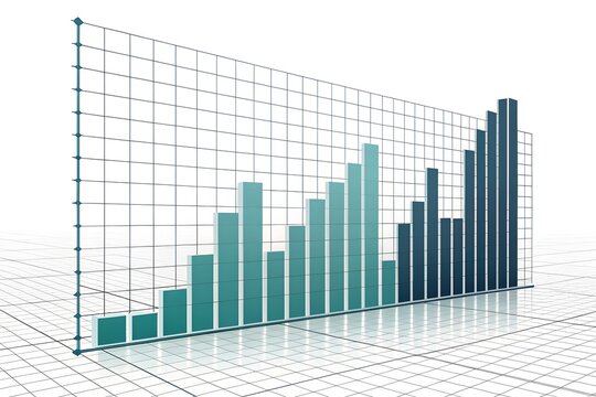 3d transparent grid bars showcasing data growth and financial trends
