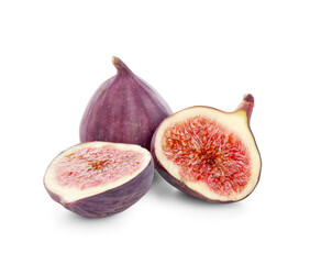 Fresh ripe figs on white background