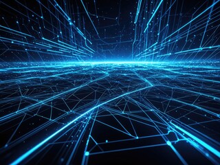 Digital abstract of glowing blue lines forming a futuristic network