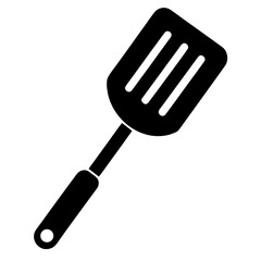 Sleek Black Spatula on White Background Modern Kitchen Utensil Vector Illustration