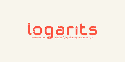 Technology  font, digital cyber creative alphabet with dots, number dots