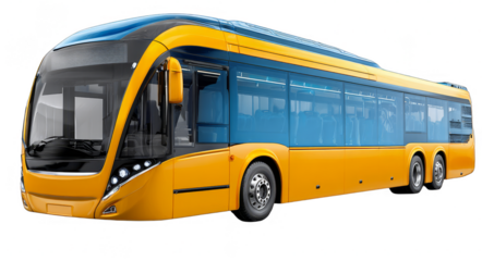 A modern electric bus with a sleek design, suitable for urban public transportation, showcasing efficient and green mobility.
