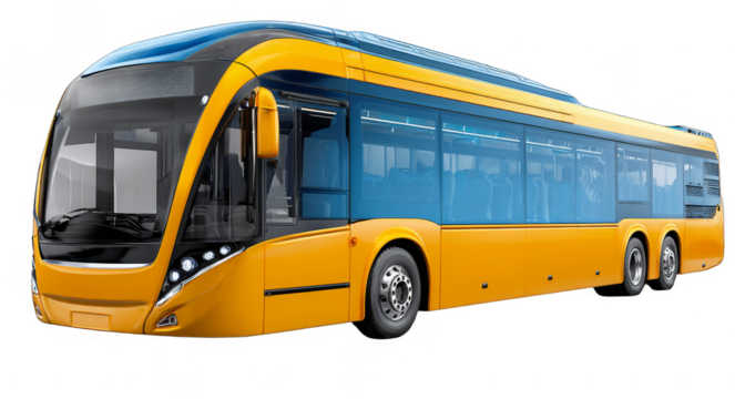 A modern electric bus with a sleek design, suitable for urban public transportation, showcasing efficient and green mobility.