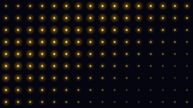 Golden Glowing Dots Grid Animation on Black Background