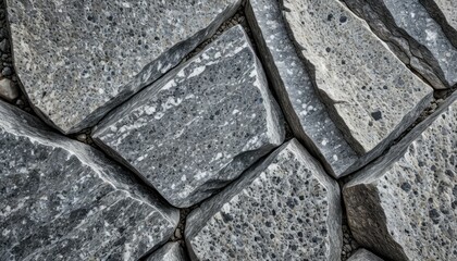 Obraz premium Textured close-up view of interlocking, gray stone paving