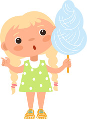 Cute Blonde Girl with Cotton Candy
