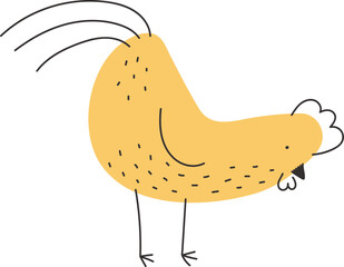 Yellow Hen in Doodle Style