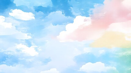 Soft pastel clouds drift across a bright blue sky.