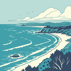 landscape with sea and mountains