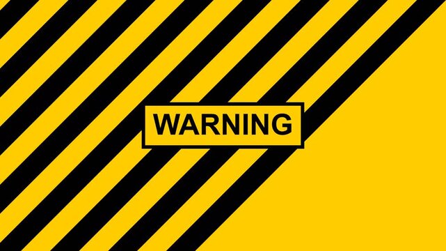 Diagonal Black and Yellow Hazard Stripes with Warning Sign