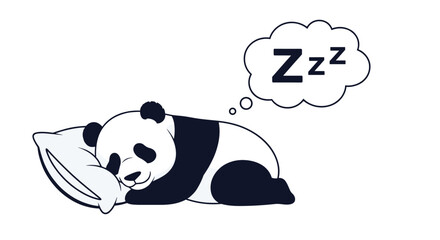 Adorable giant panda peacefully sleeping on a comfortable pillow.