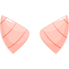 Cartoon Style Pink Translucent Horns With Delicate Stripes Isolated On White Background