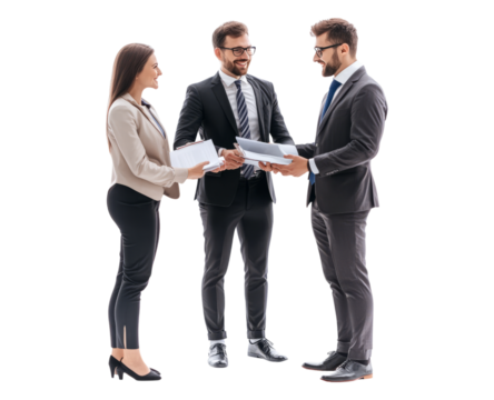 Business Team Collaboration in Formal Attire Engaging in Discussion