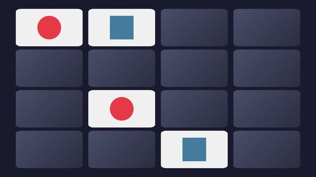Memory Game Cards Flipping Colorful Shapes and Pairs