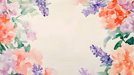 Soft watercolor floral border with gentle color blending.