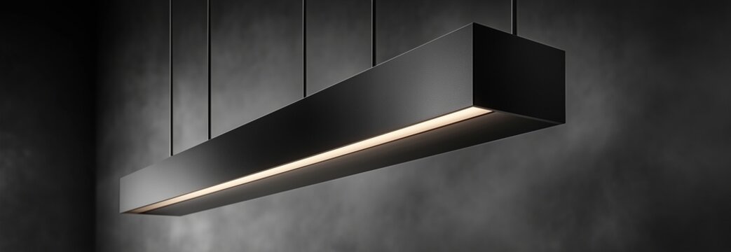 showcasing streamlined LED lighting fixtures that have a clean, sharp dispersion of light that is concentrated on design aesthetics as the surroundings gradually disappear.