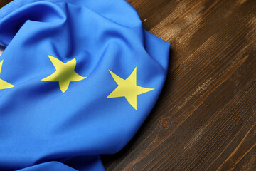 Flag of European Union on wooden background