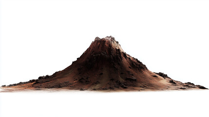 Dormant volcano cone structure on white background